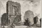 Print by Giovanni Battista Piranesi: Veduta del Sepolcro di Pisone Liciniano […] Sepolcro della famiglia Cornelia … (View of the tombs of L. Piso and of the Cornelii), available at Childs Gallery, Boston