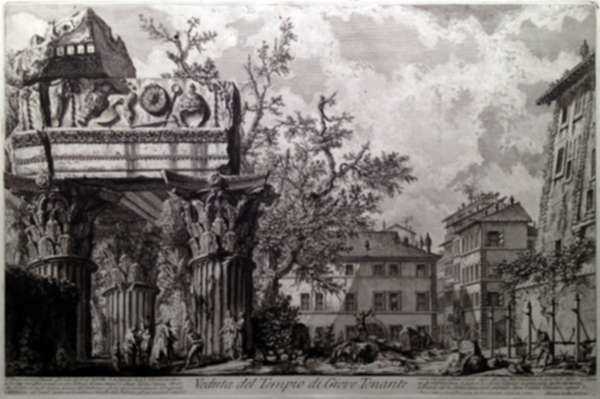 Print by Giovanni Battista Piranesi: Veduta del Tempio di Giove Tonante (View of the temple of Ju, represented by Childs Gallery