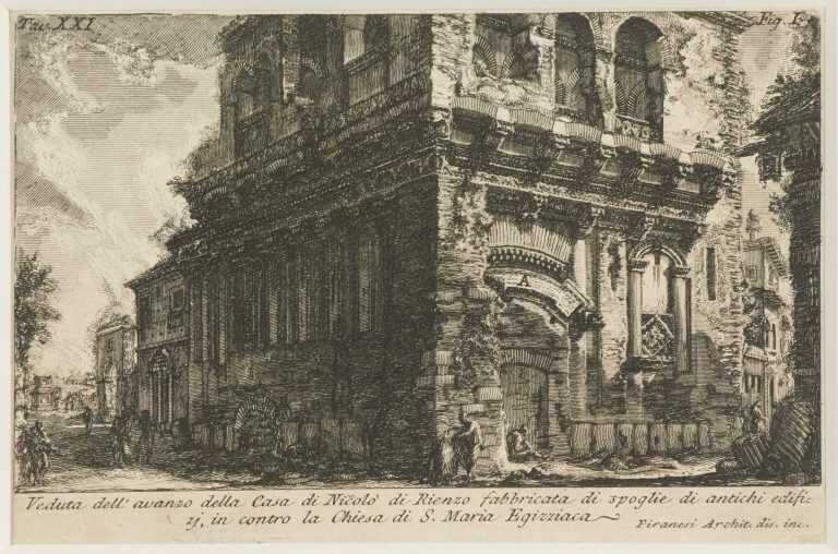 Print By Giovanni Battista Piranesi: View Of The Ruins Of The House Of Niccolo Di Rienzo Constructed From Fragments Of Ancient Buildings, From The Series Roman Antiques (le Antichita Romane) At Childs Gallery