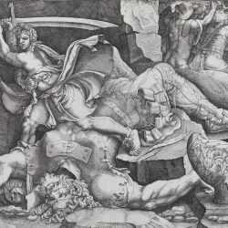Print By Giovanni Battista Scultori: David Cutting Off The Head Of Goliath (after Giulio Romano) At Childs Gallery