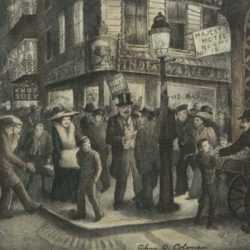 Print by Glenn O. Coleman: The Bowery, represented by Childs Gallery