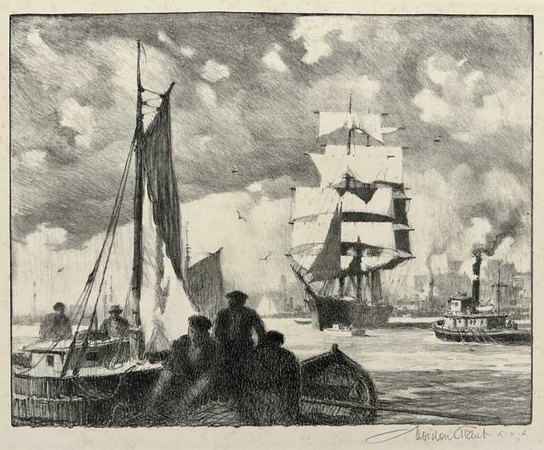 Print by Gordon Grant: Harbor Traffic, available at Childs Gallery, Boston