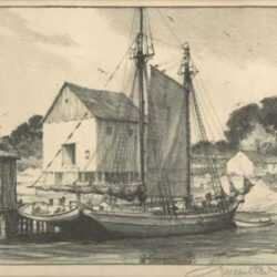 Print by Gordon Grant: [Boat House on Beach], represented by Childs Gallery