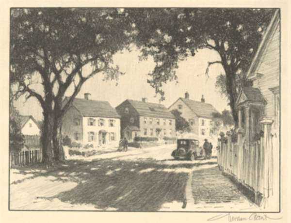 Print by Gordon Grant: East Main Street (Gloucester, Massachusetts), represented by Childs Gallery