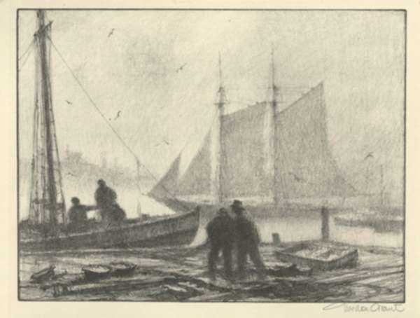 Print by Gordon Grant: Harbor Fog, represented by Childs Gallery