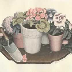 Print By Grant Wood: Tame Flowers At Childs Gallery