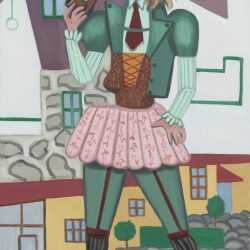 Painting By Hannah Barrett: Hunters' Picnic: Chantal Vor Dem Chalet At Childs Gallery