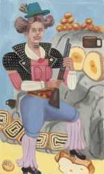 Painting By Hannah Barrett: Hunters' Picnic: Dememis Kuk Trachtenkur At Childs Gallery