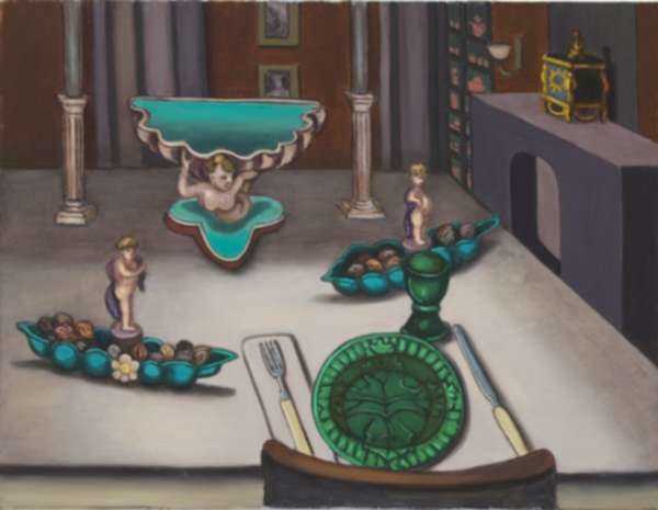 Painting by Hannah Barrett: Nut Dishes, represented by Childs Gallery