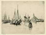 Print by Hans Kaumann: [Venice Harbor], represented by Childs Gallery