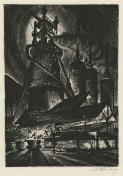 Print by Harry Sternberg: Blast Furnace #1, represented by Childs Gallery