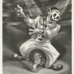 Print by Harry Sternberg: Poodle and the Clown (or Clown), represented by Childs Gallery