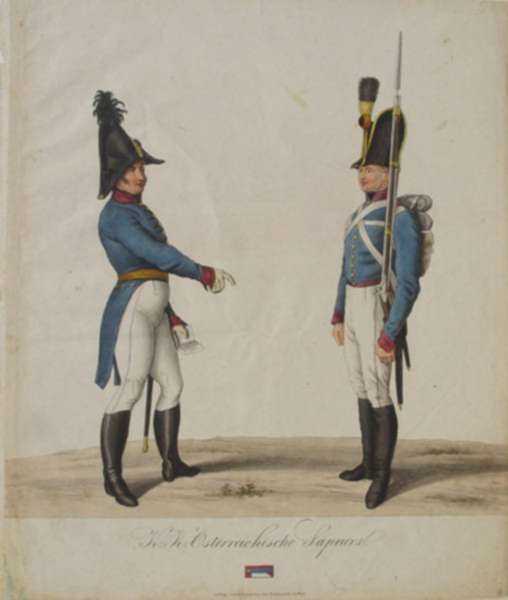 Print by Heinrich Papin: Royal Austrian Soldiers, represented by Childs Gallery