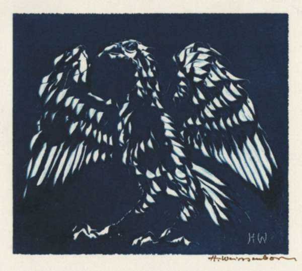Print by Hellmuth Weissenborn: [Green Bird], represented by Childs Gallery