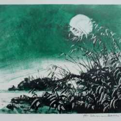 Print by Hellmuth Weissenborn: [Green Full Moon], represented by Childs Gallery