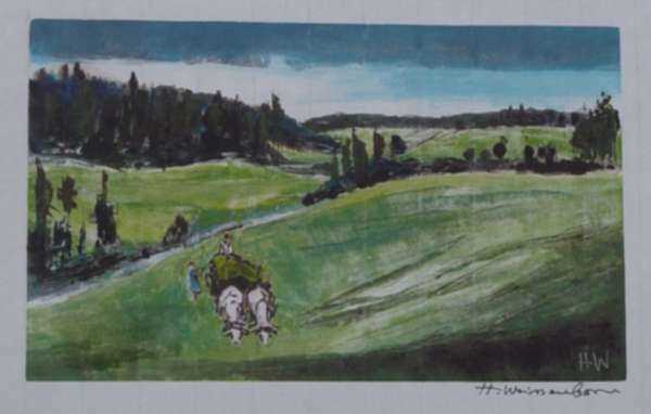 Print by Hellmuth Weissenborn: [Oxen Pulling Cart], represented by Childs Gallery