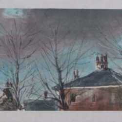 Print by Hellmuth Weissenborn: [Rooftops], represented by Childs Gallery