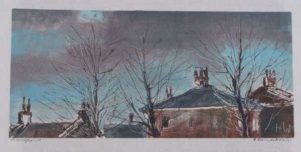 Print by Hellmuth Weissenborn: [Rooftops], represented by Childs Gallery