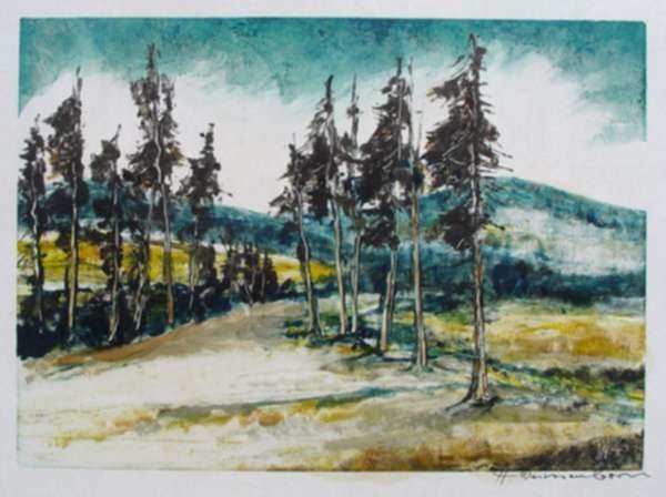 Print by Hellmuth Weissenborn: [Trees Lined Path], represented by Childs Gallery
