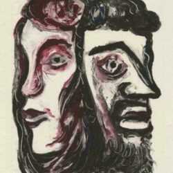 Print by Hellmuth Weissenborn: [Two Faces], represented by Childs Gallery