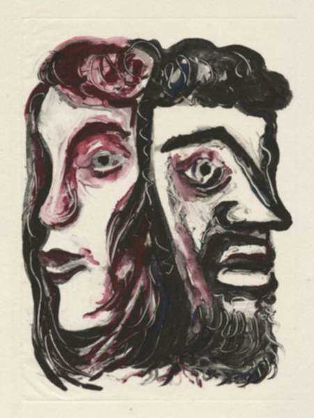 Print by Hellmuth Weissenborn: [Two Faces], represented by Childs Gallery