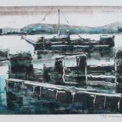 Print by Hellmuth Weissenborn: [View From The Docks], represented by Childs Gallery