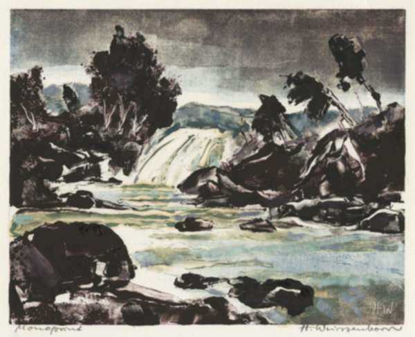Print by Hellmuth Weissenborn: [Waterfall], represented by Childs Gallery