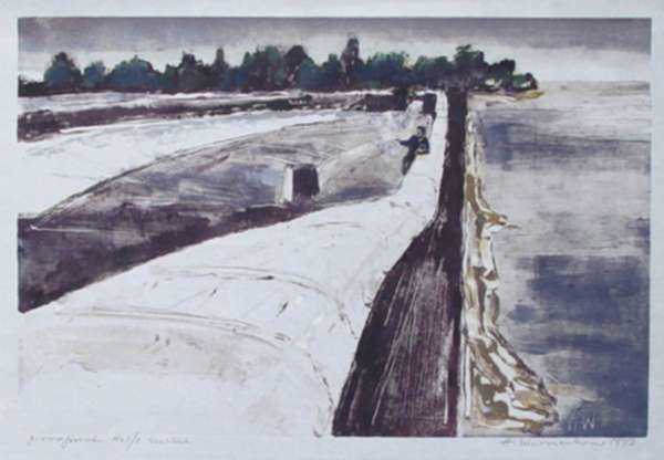 Print by Hellmuth Weissenborn: Sea Wall, represented by Childs Gallery