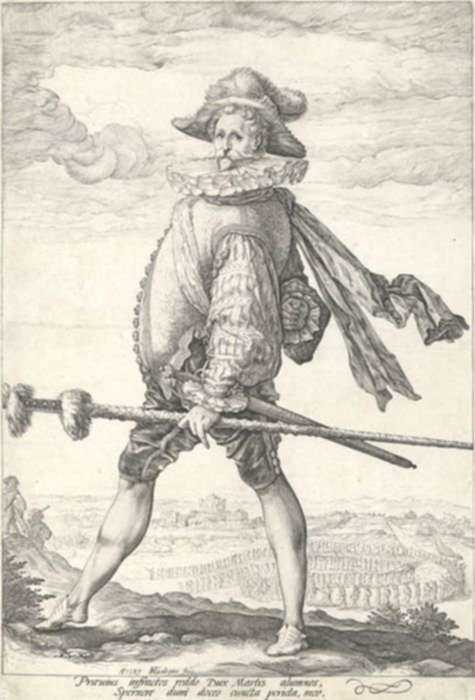 Print by Hendrick Goltzius: The Captain of the Infantry, represented by Childs Gallery