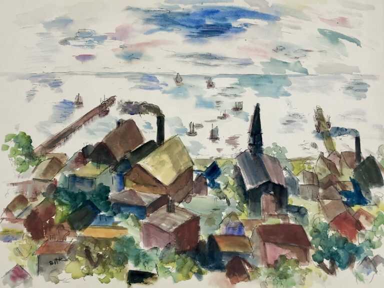 Watercolor by Henry Botkin: Rooftops, Provincetown [Massachusetts], available at Childs Gallery, Boston