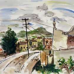 Watercolor by Henry Botkin: Telephone Wires, available at Childs Gallery, Boston