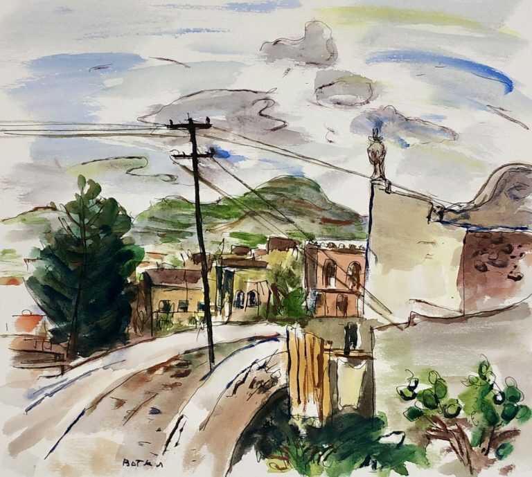 Watercolor by Henry Botkin: Telephone Wires, available at Childs Gallery, Boston