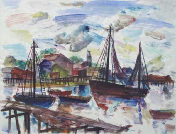 Watercolor by Henry Botkin: Provincetown [Massachusetts], represented by Childs Gallery