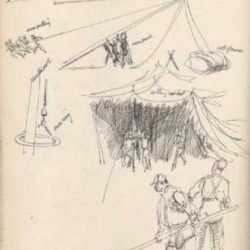 Drawing by Henry C. Pitz: Sketch of Circus Tent Erection, represented by Childs Gallery