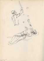 Drawing by Henry C. Pitz: Sketches of Circus Entertainers (5), represented by Childs Gallery