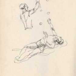 Drawing by Henry C. Pitz: Sketches of Circus Entertainers (5), represented by Childs Gallery