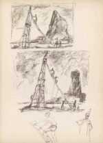 Drawing by Henry C. Pitz: Sketches of Circus Performers Climbing, represented by Childs Gallery