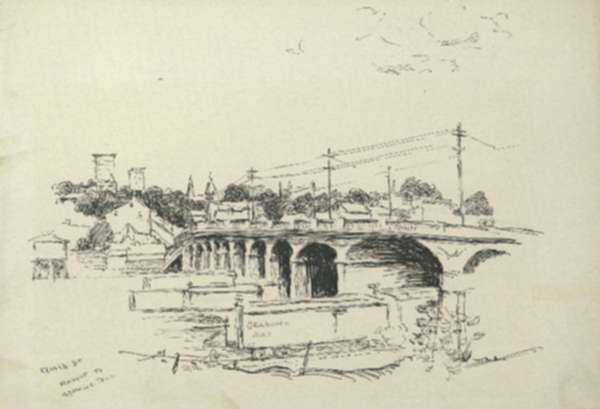 Drawing by Henry M. O'Connor: Clinch Street Viaduct to Knoxville Tennessee, represented by Childs Gallery
