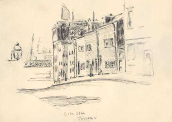 Drawing by Henry M. O'Connor: Copps Hill [Boston, Massachusetts], represented by Childs Gallery
