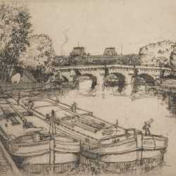 Print By Henry M. O'connor: [docked Boats On The Siene, Paris] At Childs Gallery