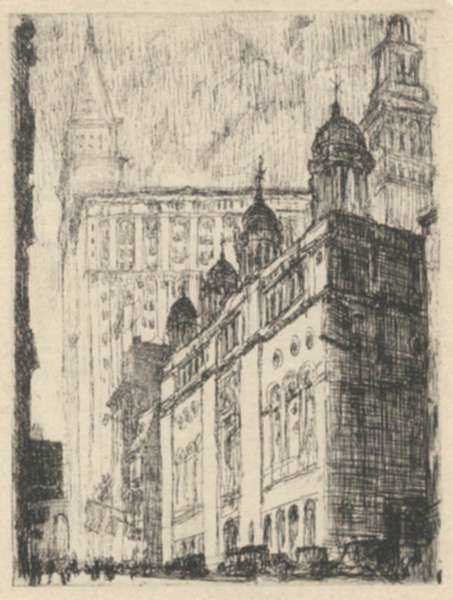 Print by Henry M. O'Connor: Madison Avenue [New York], represented by Childs Gallery