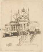 Print by Henry M. O'Connor: Massachusetts State House, Boston, represented by Childs Gallery