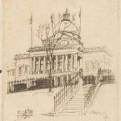 Print by Henry M. O'Connor: Massachusetts State House, Boston, represented by Childs Gallery