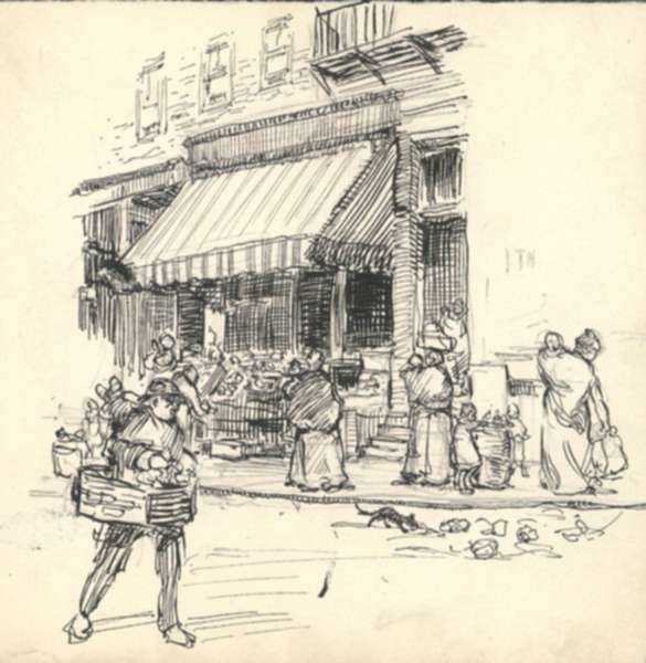 Drawing by Henry M. O'Connor: North End, Boston [Massachusetts], represented by Childs Gallery