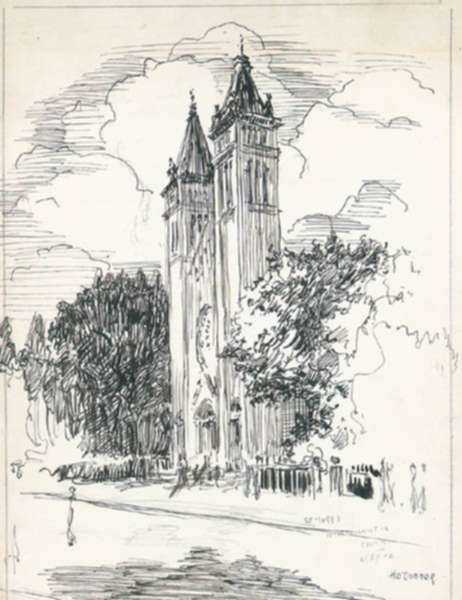 Drawing by Henry M. O'Connor: St. Mary's, Willimantic, Connecticut, represented by Childs Gallery