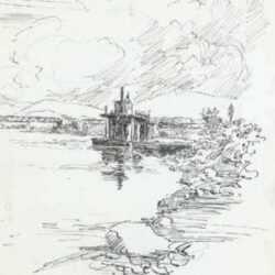 Drawing by Henry M. O'Connor: Tennessee River, Knoxville Tennessee, represented by Childs Gallery