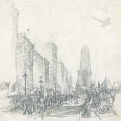 Drawing by Henry M. O'Connor: Victory Parade After World War I, Indianapolis [Indiana], represented by Childs Gallery