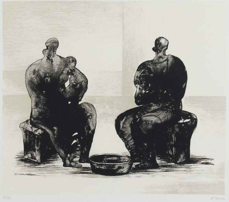 Print By Henry Moore: Two Women Bathing Child Ii At Childs Gallery