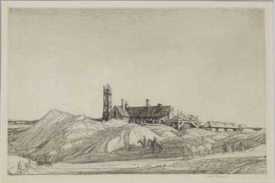 Print by Henry Rushbury: Bellhanger Quarry, represented by Childs Gallery
