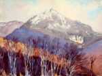 Watercolor by Henry W. Rice: [Purple Mountain with Birch Trees] / [Mountain with Autumn T, represented by Childs Gallery